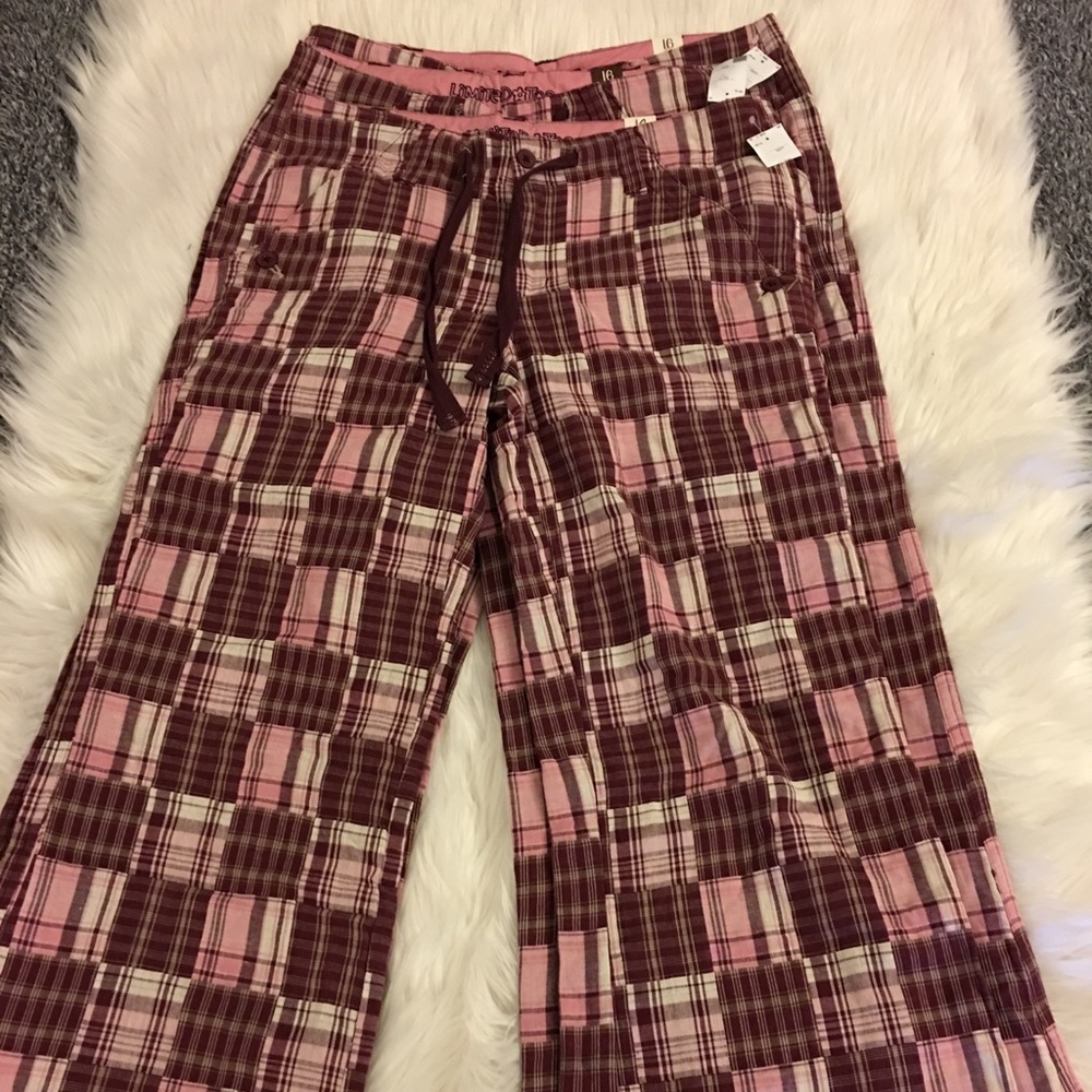 NEW | Girls | plaid pants | burgundy & pink - Picture 5 of 8